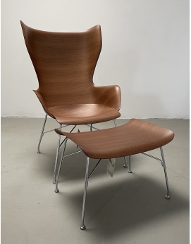 Fotel + podnóżek K/Wood Kartell ciemne drewno