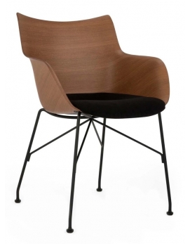 Krzesło Q/Wood ciemne drewno/czarna tkanina Aquaclean Kartell