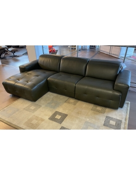 Sofa z szezlongiem z elektryczną funkcją relaksu C157 skóra Navy Green Natuzzi Editions
