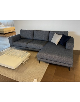 Sofa z szezlongiem Niuton granatowa tkanina Arka Home Design