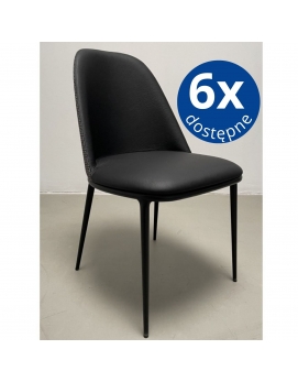 Krzesło Lea czarny lakier czarna skóra + tkanina czarno-niebieska Midj