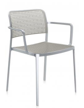 Krzesło z podłokietnikami AUDREY aluminiowo - szare KARTELL